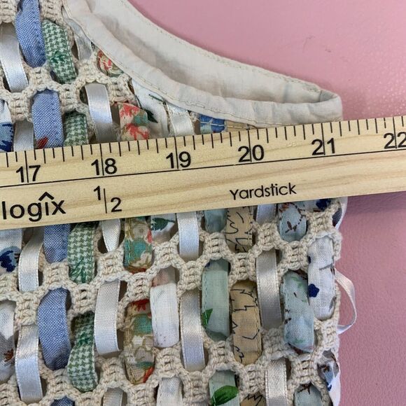 Women VTG New Identity Ribbon Vest Cottagecore Whimsy Basketweave Large - Picture 9 of 11